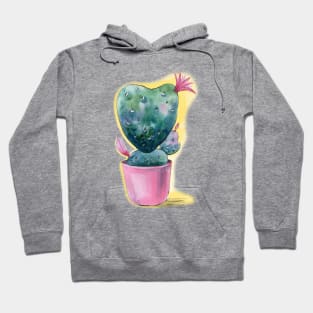 Cute cactus heart blooming Hoodie